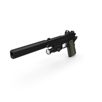 Pistol Black With Silencer PNG & PSD Images