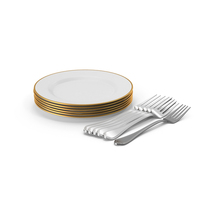 Plate Six Fork Gold PNG & PSD Images