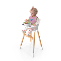Baby Girl Eating in High Chair Fur PNG & PSD Images