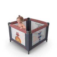 Little Girl in Textile Playpen PNG & PSD Images