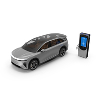 Lucid Gravity Electric SUV with Charging Station PNG & PSD Images
