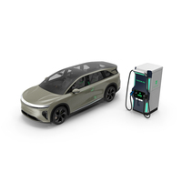 Lucid Gravity Electric SUV with Ultrafast EV Boost Charger PNG & PSD Images