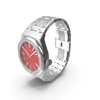 Luxury Royal Watch Red Stainless Steel Diamond-Set Chronograph PNG & PSD Images
