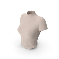 Mock Neck Slim Fit T- Shirt Women (Beige) PNG & PSD Images