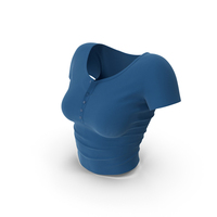 Blue Slim Fit T- Shirt Half Button Women PNG & PSD Images