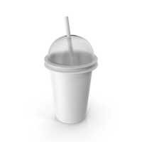Disposable Beverage Cup With Straw PNG & PSD Images