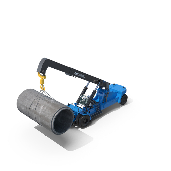 Mobile Reachstacker Nielsen NCN 180TH Lifting Concrete Pipe PNG & PSD Images