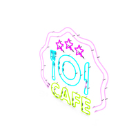 Cafe & Food Neon Sign PNG & PSD Images
