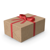 Brown Wrapped Gift Box Red Bow PNG & PSD Images