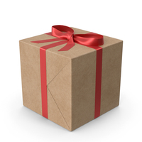 Brown Wrapped Gift Box Red Bow PNG & PSD Images