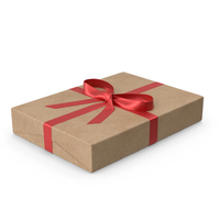 Brown Wrapped Gift Box Red Bow PNG & PSD Images