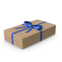 Brown Wrapped Gift Box Blue Bow PNG & PSD Images