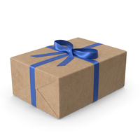 Brown Wrapped Gift Box Blue Bow PNG & PSD Images