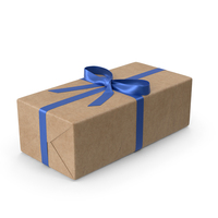 Brown Wrapped Gift Box Blue Bow PNG & PSD Images