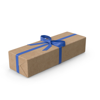 Brown Wrapped Gift Box Blue Bow PNG & PSD Images
