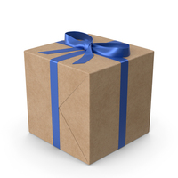 Brown Wrapped Gift Box Blue Bow PNG & PSD Images