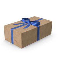 Brown Wrapped Gift Box Blue Bow PNG & PSD Images