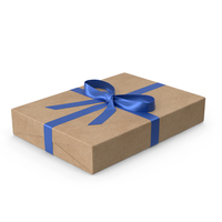 Brown Wrapped Gift Box Blue Bow PNG & PSD Images