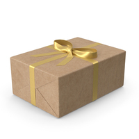 Brown Wrapped Gift Box Golden Bow PNG & PSD Images
