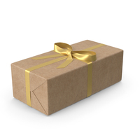 Brown Wrapped Gift Box Golden Bow PNG & PSD Images