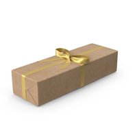 Brown Wrapped Gift Box Golden Bow PNG & PSD Images