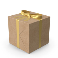 Brown Wrapped Gift Box Golden Bow PNG & PSD Images