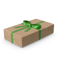 Brown Wrapped Gift Box Green Bow PNG & PSD Images