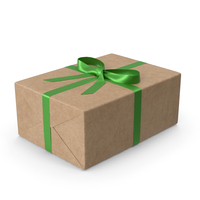 Brown Wrapped Gift Box Green Bow PNG & PSD Images