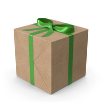 Brown Wrapped Gift Box Green Bow PNG & PSD Images