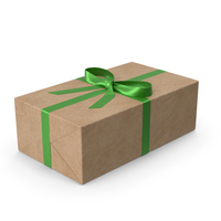Brown Wrapped Gift Box Green Bow PNG & PSD Images