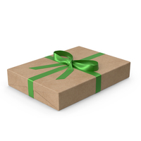 Brown Wrapped Gift Box Green Bow PNG & PSD Images