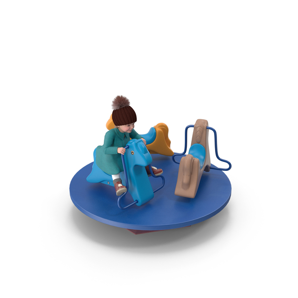 Toddler Girl On Carousel PNG & PSD Images