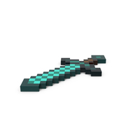 Pixelated Minecraft Diamond Sword PNG & PSD Images