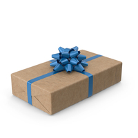 Brown Wrapped Gift Box Blue Bow PNG & PSD Images