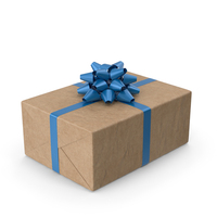 Brown Wrapped Gift Box Blue Bow PNG & PSD Images
