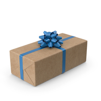 Brown Wrapped Gift Box Blue Bow PNG & PSD Images