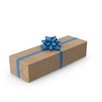 Brown Wrapped Gift Box Blue Bow PNG & PSD Images