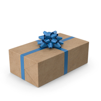 Brown Wrapped Gift Box Blue Bow PNG & PSD Images