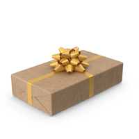 Brown Wrapped Gift Box Golden Bow PNG & PSD Images