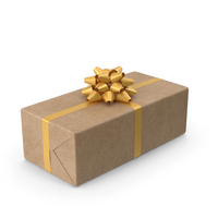 Brown Wrapped Gift Box Golden Bow PNG & PSD Images