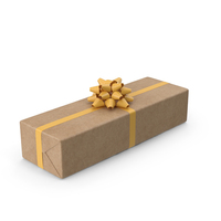 Brown Wrapped Gift Box Golden Bow PNG & PSD Images