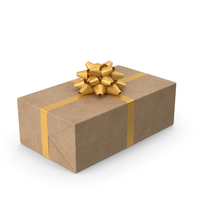 Brown Wrapped Gift Box Golden Bow PNG & PSD Images