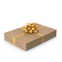 Brown Wrapped Gift Box Golden Bow PNG & PSD Images