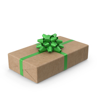 Brown Wrapped Gift Box Green Bow PNG & PSD Images