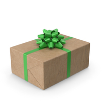Brown Wrapped Gift Box Green Bow PNG & PSD Images