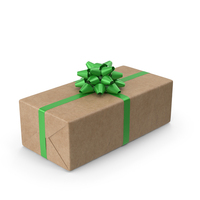 Brown Wrapped Gift Box Green Bow PNG & PSD Images