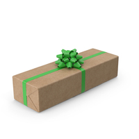 Brown Wrapped Gift Box Green Bow PNG & PSD Images