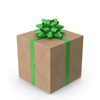 Brown Wrapped Gift Box Green Bow PNG & PSD Images