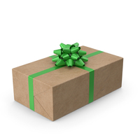 Brown Wrapped Gift Box Green Bow PNG & PSD Images