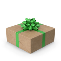 Brown Wrapped Gift Box Green Bow PNG & PSD Images